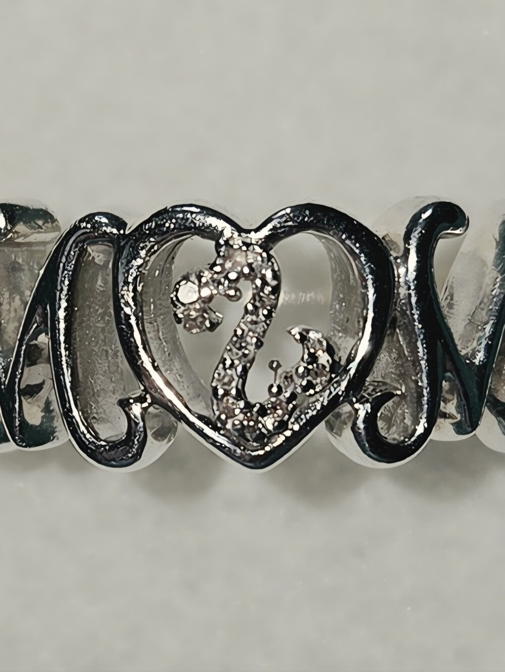 Retired Jane Seymour Sterling Silver Open Heart MOM Ring Size 8